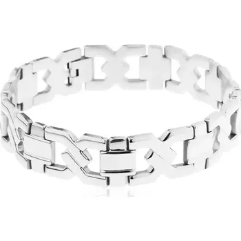 Náramek Náramek z chirurgické oceli, stříbrná barva, články X, vysoký lesk