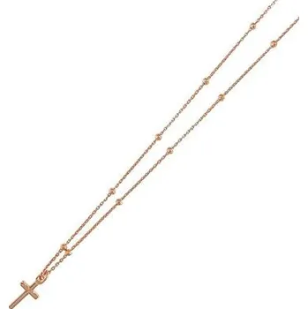 Náhrdelník INFINITYSILVER Stříbrný pozlacený náhrdelník s kuličkami a křížkem E délka náhrdelníku 42+3cm