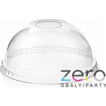 Jednorázové nádobí Víčko PET vypouklé s otvorem na kelímek pr. 95 mm - transp.