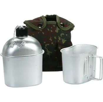 Outdoor vaření Polní láhev hliníková čutora s pitítkem v maskovacím obalu A.B. BW Flecktarn