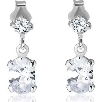 Náušnice Náušnice ze stříbra 925 - čtvercový zirkonek a visící oválný zirkon