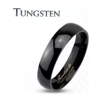 Prsten Wolframový prsten v černém odstínu, zrcadlově lesklý hladký povrch, 4 mm - Velikost: 48