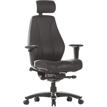 ALLDAY 200, kancelářská židle, nosnost 200 kg, 24 hod. provoz, kůže černá