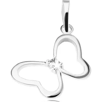 Přívěsek Přívěsek ze stříbra 925 - lesklá kontura motýlka, čirý kamínek