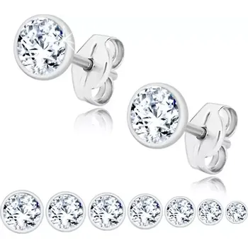 Náušnice Puzetové náušnice ze stříbra 925, blýskavý zirkon čiré barvy, kulatá objímka - Velikost zirkonu: 4 mm