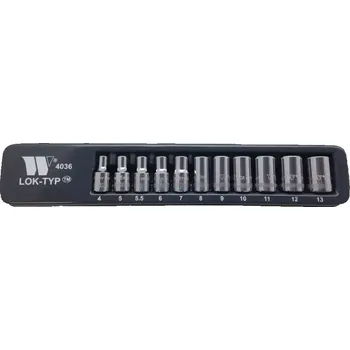 Gola hlavice Nástrčné hlavice 1/4", Lok-TYP, 6 hran, 4 - 13 mm, CrV, sada 10 dílů, Welzh (Welzh Werkzeug)