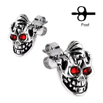 Náušnice Náušnice z chirurgické oceli - lebka, punkové vlasy