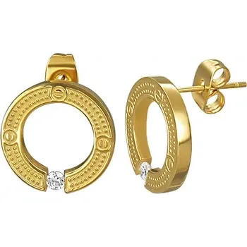 Náušnice Ocelové náušnice - kruh se vsazeným zirkonem, puzetky