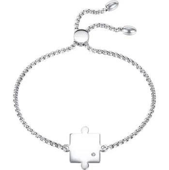 Náramek Náramek z oceli 316L - puzzle se zirkonem, posuvné zapínání, stříbrná barva