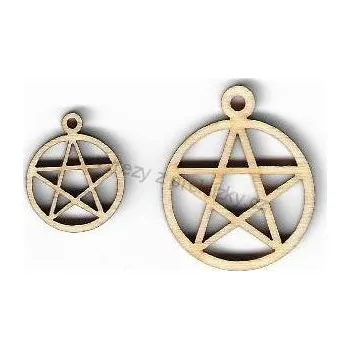 Překližka Výřez z překližky, O98/2, přívěsek-PENTAGRAM-malý, 1,7cm, 1ks