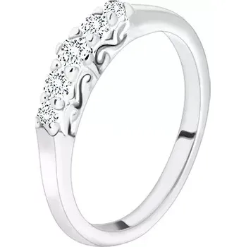 Prsten Prsten ze stříbra 925 - blýskavá linie čirých kulatých zirkonů, zatočená esíčka - Velikost: 51