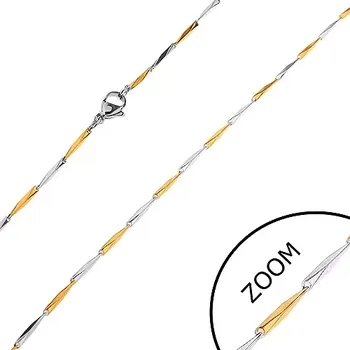 Řetízek Řetízek z oceli 316L, úzké podlouhlé články zlaté a stříbrné barvy, 1,5 mm
