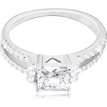 Prsten Stříbrný 925 prsten - třpytivý čtvercový zirkon, rozdvojené zirkonové linie - Velikost: 53