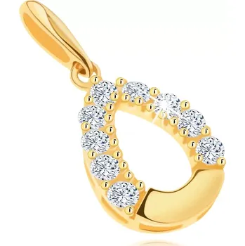 Přívěsek Přívěsek ze žlutého 14K zlata - třpytivý obrys slzy, lesklá spodní část