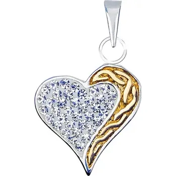 Přívěsek Přívěsek srdce ze stříbra 925 se zirkony a zlatou spirálou