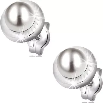 Náušnice Zlaté náušnice 585 - kruh zdobený zářezy a bílou perlou, puzetky