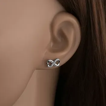 Náušnice Stříbrné 925 náušnice, mašlička se zirkonovou linií čiré barvy