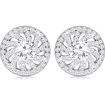 Náušnice Stříbrné 925 puzetové náušnice - kontura kulatého květu s čirým zirkonem uprostřed