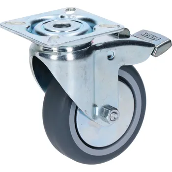 Pojezdové kolečko TENTE koliesko s platňou, priemer 75mm s brzdou