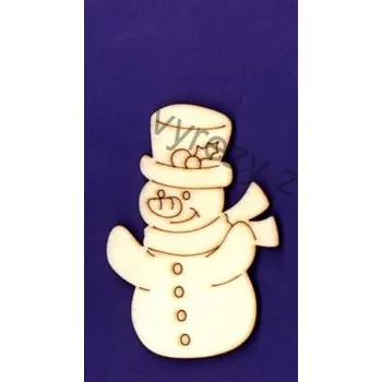 Překližka Výřez z překližky, G44/2, SNĚHULÁK S CYLINDREM-malý, 7x4,7cm, 1ks