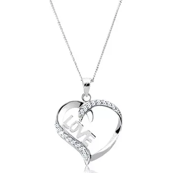 Náhrdelník Náhrdelník ze stříbra 925 - linie srdce s nápisem LOVE