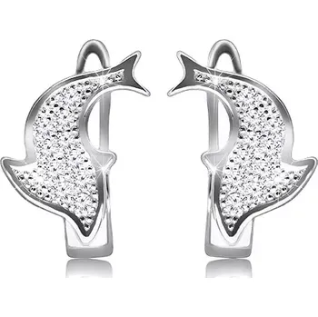 Náušnice Rhodiované náušnice ze stříbra 925 - blýskavý delfín zdobený čirými zirkony