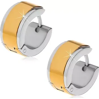 Náušnice Náušnice z oceli 316L - kruhy se středovým pásem zlaté barvy