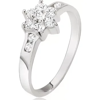 Prsten Prsten ze stříbra 925, čirý zirkonový květ - Velikost: 61