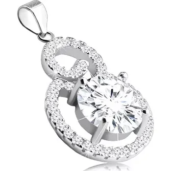 Přívěsek Stříbrný přívěsek 925 s rhodiovaným povrchem - zirkonová kulatá kontura a čirý zirkon