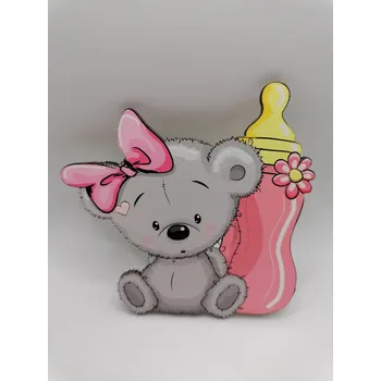 Party dekorace Loranc Magnetka na dort - Medvídek s lahví Girl