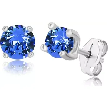 Náušnice Náušnice ze stříbra 925 - safírově modrý zirkon ve čtvercovém kotlíku, puzetky