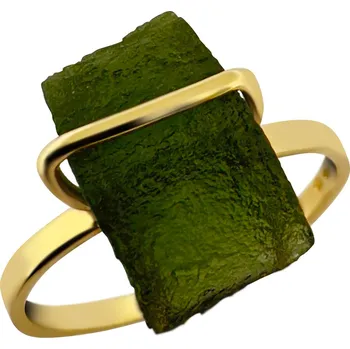 Prsten Vltavín Moldavite Zlatý prsten s vltavínem 1,4 cm x 0,8 cm