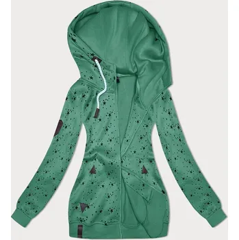 Dámská mikina Zelená dámská rozepínací mikina se vzorem hvězdiček (2313) odstíny zelené 46