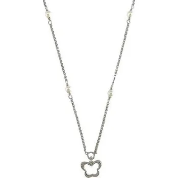 Náhrdelník Stříbrný náhrdelník s perličkami a motýlem délka náhrdelníku 42+3cm