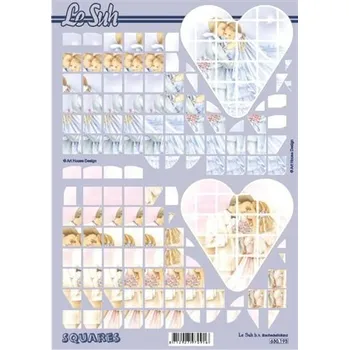 Svatební dekorace 3D papíry pro vystřihování- čtvercové- svatební