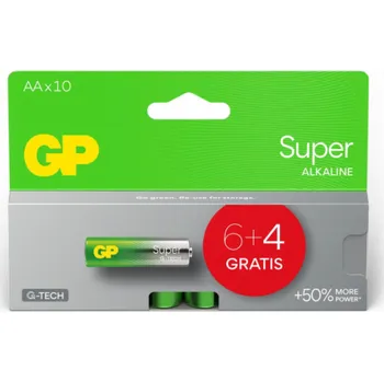 Článková baterie 6+4 GP Super Alkaline 1,5V AA Mignon LR06 GPSUP15A980C10