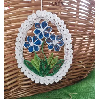 Velikonoční dekorace Papírové velikonoční vajíčko s květinami - velikonoční dekorace do bytu Barva: Modrá