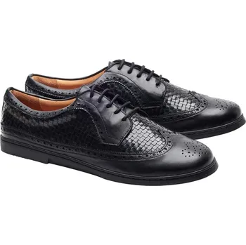 Pánské polobotky ZAQQ BRIQ Brogue tressé black 41-48 (reálně větší) NAPPA/VELUR Dvouvrstvá hlazená i broušená kůže Černá 45