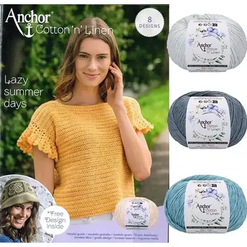 Příze Anchor Cotton Linen Ocean Hat (Sada 3 klubek Anchor Cotton Linen s návodem )