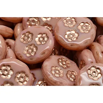 Korálek Korálky mince s kvítky 3039 (21 mm)