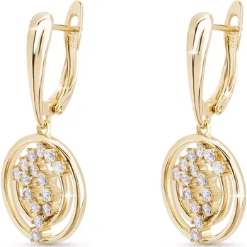 Náušnice biju Pozlacené náušnice 14k visací spirála se zirkony 1003059