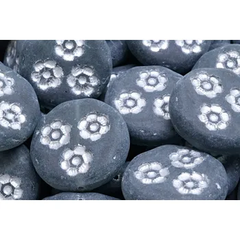 Korálek Korálky mince s kvítky 3040 (21 mm)