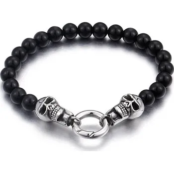 Náramek Pánský korálkovo - ocelový náramek Lebky Lifestyle 170901150200