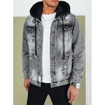 Pánská džínová bunda světle šedá