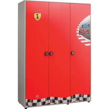 Šatní skříň Šatní skříň Fittipaldi - červená/šedá