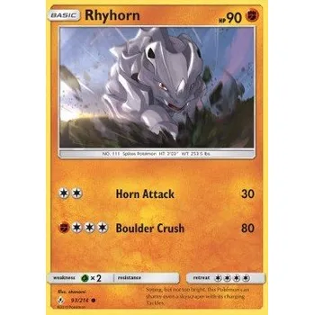 Volný čas Pokémon UNB 093/214 Rhyhorn - Unbroken Bonds Stav: Excellent, Verze: NORMAL