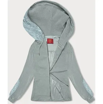 Dámská mikina Zelená dámská mikina s prošívanou kapucí a záplatami, odstíny zelené XXL (44) i392_22526-48