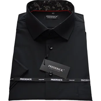 Pánská košile Pánská košile s krátkým rukávem - střih REGULAR - vzor F108 - černá barva. - 50