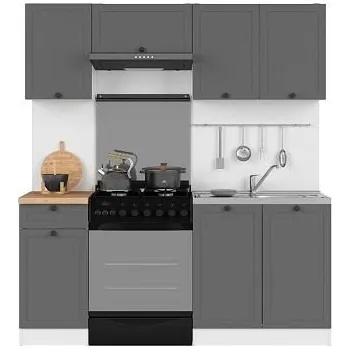 Kuchyňská linka Kuchyň JUNONA MODUL VERZE2 BBL RAMKA 180 cm bílá / grafit