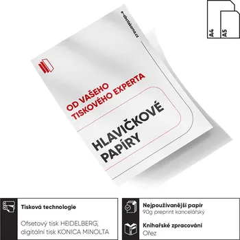 Kancelářský papír Hlavičkové papíry Barevné jednostranné - 4/0 (CMYK) 90 g/m² preprint kancelářský A5 (148 x 210 mm)